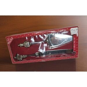 Wallace Silversmiths Vintage 2 Pc Pie Cake Server Set Christmas Santa & Snowman
